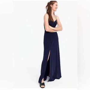 Jcrew Drapey Spaghetti Strap Dress With Side Slit in Navy